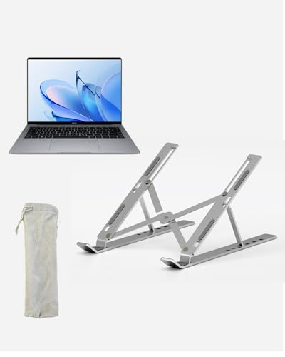 Adjustable Aluminum Alloy Laptop Stand for Desk, Portable Laptop Riser with 6-Level Height, Foldable Ergonomic Laptop Holder, for 10-15.6” Laptops and Tablets - Sliver - color: Sliver