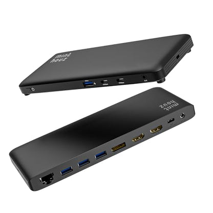 Laptop Docking Station, 12-in-1 USB-C Docking Station, Triple Display with 2xHDMI and 1xDP, 10 Gbps USB-C and 5 Gbps USB-A Data, Ethernet, Audio, 100W Charging for Dell, HP, Lenovo and More - size: 1×DP + 2×HDMI