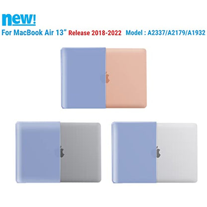IBENZER Compatible with New MacBook Air 13 inch Case 2022 2021 2020 M1 A2337 A2179 A1932, Plastic Hard Shell Case with Keyboard Cover for Mac Retina Display with Touch ID, Serenity Blue, MMA-T13SRL+1 - color: Serenity Blue
