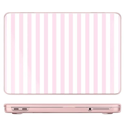 for MacBook Neo 13 Inch Case 2026 (Model A3404, A18 Pro chip), Stylish Pattern Protective Hard Shell with Screen Protector, Keyboard Cover & USB-C Adapter - Pink & White Stripes - color: Pink White Stripes