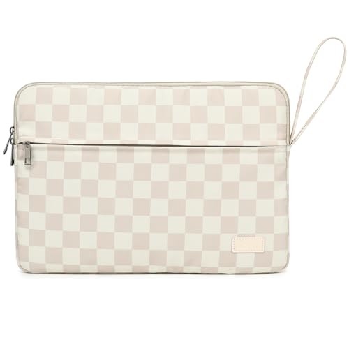 Khaki Checkered Laptop Sleeve Case Bag Cover with Pocket for MacBook Pro 16 and 16 inch HP Lenovo Dell ASUS Acer Notebook Computer - color: Khaki Checkered, size: 16 inch