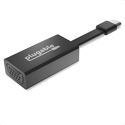 Plugable USB C to VGA Adapter, Thunderbolt 3 to VGA Adapter Compatible with MacBook Pro, Windows, Chromebooks, 2018 iPad Pro, Dell XPS, and More (Driverless, Supports up to 1920x1200 @ 60Hz)