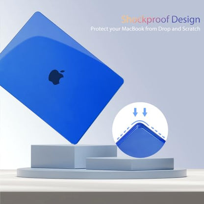 Teryeefi MacBook Air 13.6 Inch Case 2022 202 2024 2025 2026 Model: A2681 M2/A3113 M3/A3240 M4 /A3449 M5, Hard Shell Cover with Laptop Stickers & Keyboard Cover & USB 3.0 Adapter, Crystal Deep Blue - color: Crystal Deep Blue