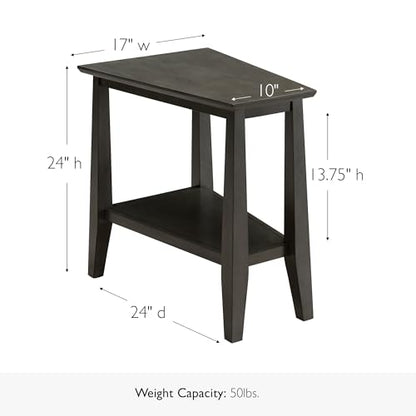 Leick Home Delton End Table, Solid Wood, Narrow Wedge Shape, Bottom Display Shelf, Easy-Assembly, For Living Room/Bedroom, Smoke Gray, 24.0 in. L x 14.0 in W x 24.0 in. H, 10402-GR - color: Smokey Gray