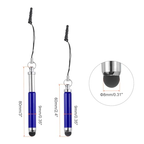 MECCANIXITY 5pcs Metallic Stylus Pen Retractable Aluminum Alloy Mini Capacitive Pens for Universal All Touch Screen Devices, Dark Blue - color: Dark Blue