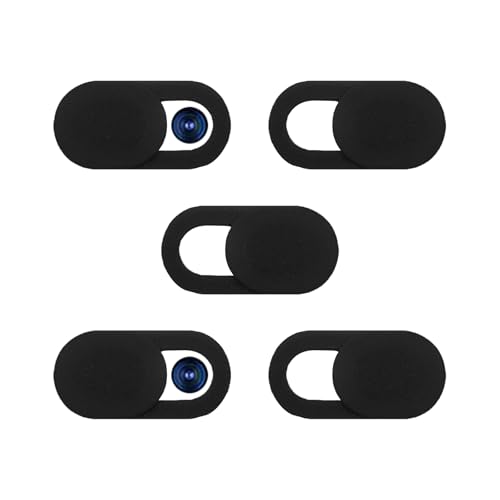 5-Pack Webcam Cover Slide, Ultra-Thin Privacy Shield for Laptop, Tablet, Phone, Desktop, Sliding Lens Cover for Personal and Office Use - color: 5 Black