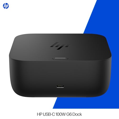HP USB-C 100W G6 Dock + One Extra USB-C Cable Included, Future-Proof Design with Ambient LED Lighting, On-Screen Notifications, Extra USB-C Ports, HDMI 2.1, 120Hz - style: G6 + USB-C