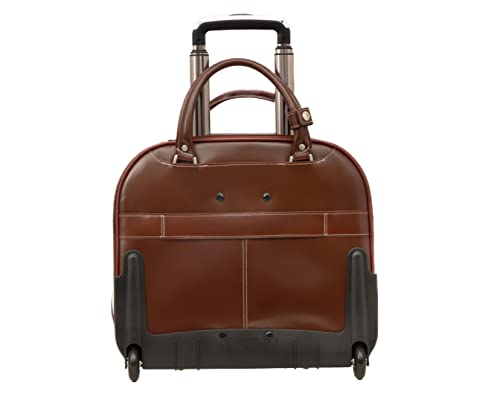 MCKLEIN REDWOOD, 15" Leather Wheeled Ladies' Laptop Briefcase - color: Red, size: 15.75"x5.5"x14"