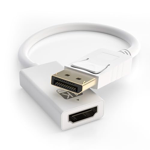 Cyberguys DisplayPort (DP) to HDMI Adapter Cable, 4K@30Hz DP Male to HDMI Female Converter, Gold-Plated Connector w/ Secure Latch, Compatible with Dell HP Lenovo ASUS, Computer to Monitor/TV/Projector