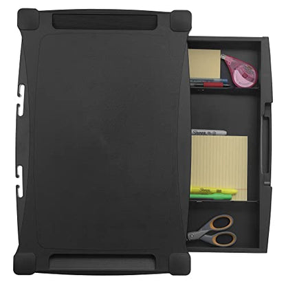 Kantek Wide Deluxe Two-Level Monitor Stand With Drawer, 20" X 13.25" X 3" To 6.5", Black, Supports 50 Lbs - style: Wide Single Level with Drawer