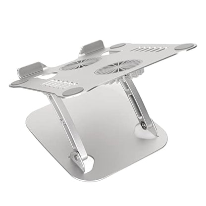 Diyeeni Laptop Stand with 2 Cooling Fans, Aluminum Computer Riser Ergonomic Foldable Height Laptop Elevator for Desk, Compatible with 10-17.3in Laptops, Sturdy Portable (Silver) - color: Silver