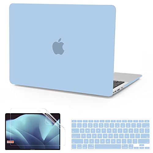 B BELK Compatible with MacBook Air 13 inch Case 2010-2017 Model A1466 A1369 | Matte Plastic Laptop Hard Shell Case for Old MacBook Air 13.3 inch with Keyboard Cover & Screen Protector, Blue - color: Blue