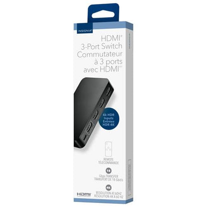 INSIGNIA TV, Monitor & Display Adapters – 4K Ultra HD, 60W Power Delivery, USB 3.0 5Gbps – Compatible with MacBook, iPad, Chromebook, Windows Laptops (3-Port HDMI Switch) - style: 3-Port HDMI Switch
