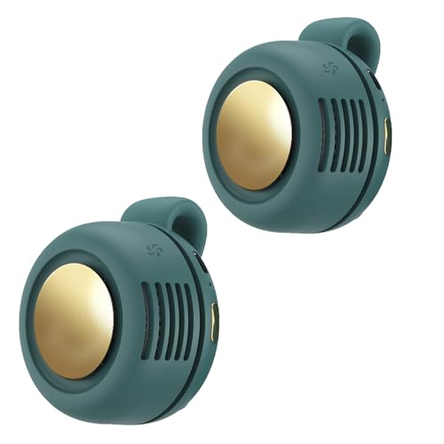 Portable Clip-On Fan, Mini USB Rechargeable 360° Rotatable Fan, Personal Fan 3-Speed Silent Mini Bladeless Fans - color: 2 pack（Green+Green）