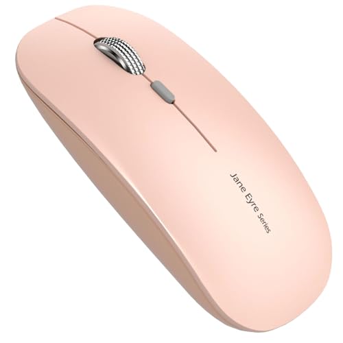 Uciefy Q5 Slim Rechargeable Wireless Mouse for Laptop, Silent - Light Pink | 2.4GHz Optical, USB C Charging, Battery Indicator, Ultra Thin, Portable, 1600 DPI, Ambidextrous, USB Receiver, Type C Adapter - color: Light Pink