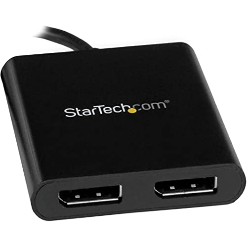 StarTech USB-C to Dual DisplayPort 1.2 MST Hub, 4K 30Hz/1080p 60Hz | Dual DP laptop display extender and splitter, DP Alt Mode 1.2 HBR2 MST, Built-in cable, TB3/TB4/USB4, Windows - size: 2x DP 1.2
