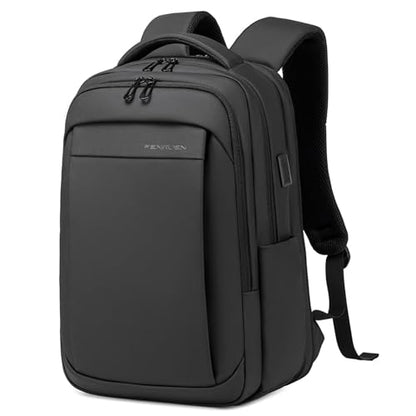FENRUIEN Expandable Travel Backpack for Men, Water Resistant Computer Backpack with USB Charging Port，Black Laptop Bag 17.3 Inch - size: 17.3 Inch, style: Travel Backpack