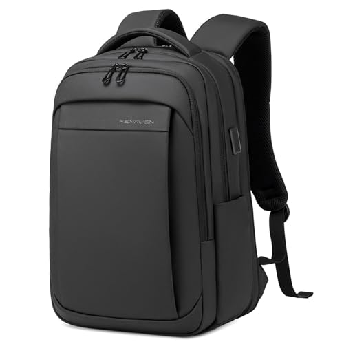 FENRUIEN Expandable Travel Backpack for Men, Water Resistant Computer Backpack with USB Charging Port，Black Laptop Bag 17.3 Inch - size: 17.3 Inch, style: Travel Backpack