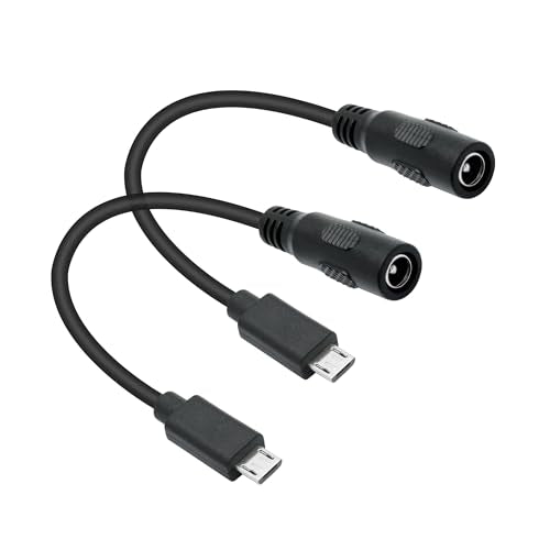 Short DC 5.5mm x 2.1mm to Micro USB Power Cord 6inch, 5V 3A Power Charging Extension Cable, for LED Desk Lamp, Small Fan Etc Other Micro USB Port Equipment(2Pcs) - style: DC 5521 Female to Micro USB Male