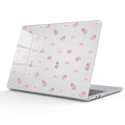 for MacBook Air 13.6 Inch Case M5/M4/M3/M2 2026-2022 Release A3449 A3240 A3113 A2681 Cute Floral Bow Aesthetic Design Crystal Clear Girly Case Laptop Protective Hard Shell Cover - color: Floral Bow