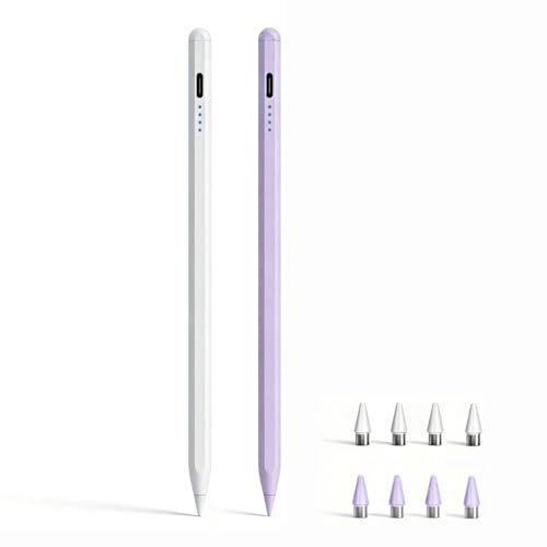 (2 Park) Stylus Pen for Samsung Galaxy Tab A11 / A11+, A9 / A9+, A8, A7 Lite, Active Capacitive Pencil for Samsung Android Tablet & iOS Touchscreens, Digital Pen with 8 Tips (Whith+Purple) - color: Whith+Purple