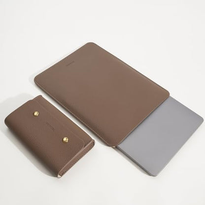 PU Leather Padded Laptop Sleeve 15.3Inch Compatible with MacBook Air 15 A3114 M3 Laptop Bag with Charger Pouch Color Coffee - color: Coffee, size: MacBook Air 15
