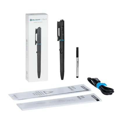OLIGHT O'Pen 3 EDC Pen Light, 120 Lumens LED Flashlight with Green Beam, 4-in-1 Bolt Action Pen with Nib & Clip Light, USB-C Rechargeable for Writing, Presentation, Inspection and Outdoor (Black) - color: Black