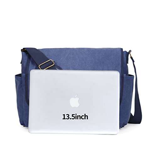 Sechunk Canvas Large Messenger Bag Shoulder bag Cross body bag Crossbody Bag - color: Blue, size: Small