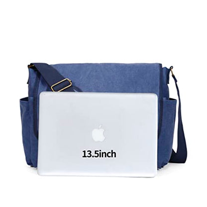 Sechunk Canvas Large Messenger Bag Shoulder bag Cross body bag Crossbody Bag - color: Blue, size: Small