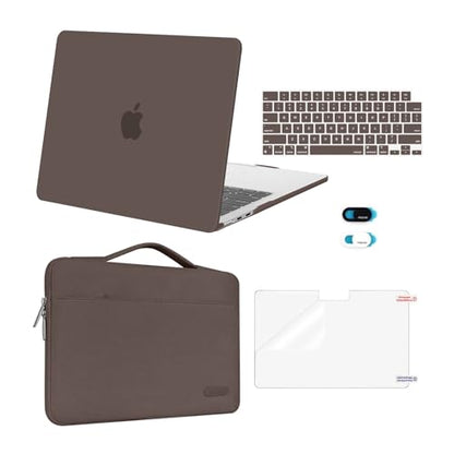 MOSISO Compatible with MacBook Air 13 inch Case M5 2026 M4 2025 M3 M2 2024-2022 A3449 A3240 A3113 A2681,Hard Shell&Sleeve Bag&Keyboard Skin&Webcam Cover&ScreenFilm for MacBook Air 13.6, Beige Brown - color: Beige Brown