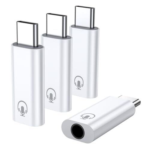 Fidioto 4 Pack Type C to 3.5mm Headphone Jack Adapter, White Headphone Jack to USB C Adapter Compatible with iPhone 16 Plus/16 Pro Max/Samsung Galaxy/Ultra/iPad Pro/MacBook/Pixel - color: 4pack-White