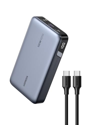 UGREEN Nexode 100W 20000mAh Power Bank, PD Fast for MacBook | Digital display, PD 3.0, 3-port fast charging. Charges iPhone 60% in 30min. Compatible with iPad, Galaxy.
