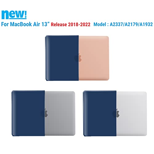 IBENZER Compatible with New MacBook Air 13 inch Case 2022 2021 2020 M1 A2337 A2179 A1932, Plastic Hard Shell Case with Keyboard Cover for Mac Retina Display with Touch ID, Navy Blue, MMA-T13NVBL+1 - color: Navy Blue