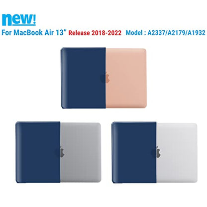 IBENZER Compatible with New MacBook Air 13 inch Case 2022 2021 2020 M1 A2337 A2179 A1932, Plastic Hard Shell Case with Keyboard Cover for Mac Retina Display with Touch ID, Navy Blue, MMA-T13NVBL+1 - color: Navy Blue
