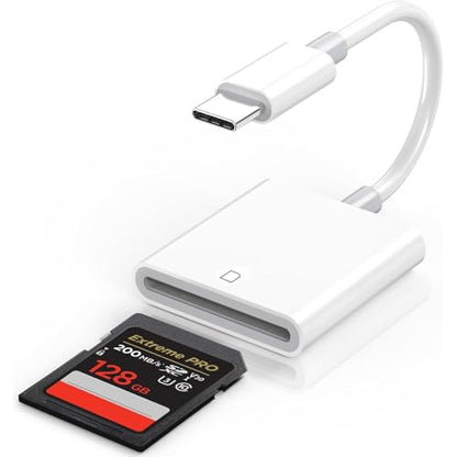 USB C SD Card Reader, Type C Digital Camera Adapter | White, Trail Game Camera Viewer, USB C Memory Card Reader for iPhone 17/16/15,iPad,MacBook,iMac,Galaxy,Android