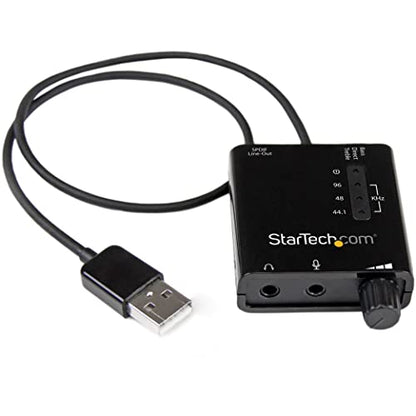 StarTech.com USB Sound Card w/ SPDIF Digital Audio & Stereo Mic – External Sound Card for Laptop or PC – SPDIF Output (ICUSBAUDIO2D),Black 0.6" x 1.8" | With SPDIF Digital Audio & Stereo Mic, External Sound Card for Laptop or PC
