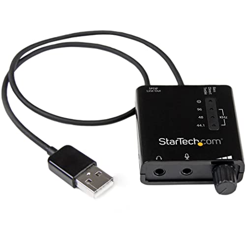 StarTech.com USB Sound Card w/ SPDIF Digital Audio & Stereo Mic – External Sound Card for Laptop or PC – SPDIF Output (ICUSBAUDIO2D),Black 0.6" x 1.8" | With SPDIF Digital Audio & Stereo Mic, External Sound Card for Laptop or PC