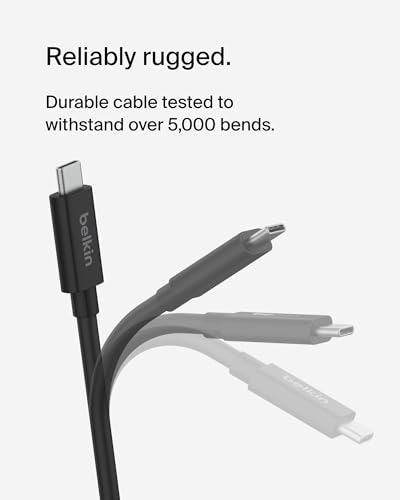 Belkin USB-C to USB-C Cable, USB4, 6.6ft | High-speed data transfer and charging, compatible with MacBook, iPad, Samsung Galaxy, and Windows laptops - style: 6.6 ft