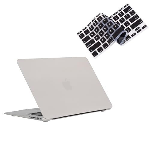 RUBAN Case Compatible with MacBook Air 13 Inch (Models: A1369 & A1466, Older Version 2010-2017 Release), Slim Snap On Hard Shell Protective Cover and Keyboard Cover (Stone Gray) - color: Stone Gray