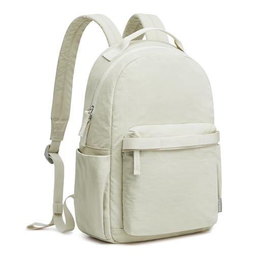 G4Free Small Backpack for Women, lightweight Daypacks for Travel School | Water-resistant Nylon Backpack, fits 13.3" laptop, Multi-pockets, Trolley strap, Comfy padded straps - color: Beige