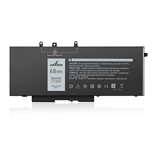 68Wh 7.6V GJKNX Battery Replacement for Dell Latitude 5480 5580 5280 5490 | 5590 5288 5488 E5480 E5580 E5490 E5590 Precision 3520 3530 Series GD1JP 0GD1JP DY9NT 0DY9NT 5YHR4 KCM82 0KCM82 451-BBZG - size: 11.85*5.67*1.26inch GJKNX