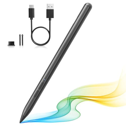 Stylus Pen for Microsoft Surface Pen 4096 Pressure Magnetic/Grey | Palm Rejection, Tilt, USB-C Charge, MPP 2.0 Stylus Compatible with Surface Pro 9/8/X/7/7+/6/5/4/3, Go 3/2/1, Book 1/2/3 - color: Gray