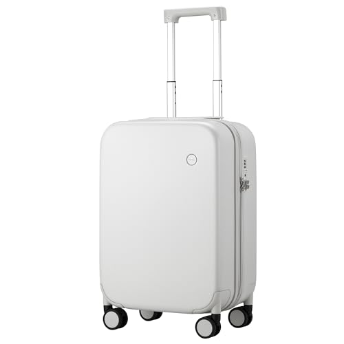 mixi Upgrade Carry on Luggage Suitcases with Spinner Wheels, Hardside Rolling Suitcase PC with TSA Lock Lightweight Travel Case 20in Carry-On, Fine Grid Smoke White - color: Fine Grid Smoke White, size: 20in Carry on