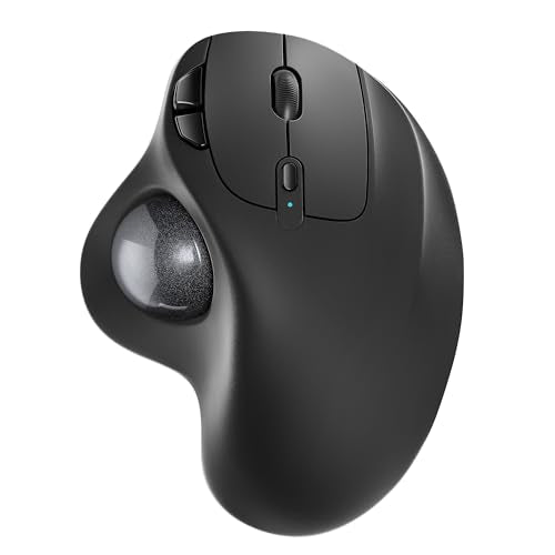 Nulea M501 Wireless Trackball Mouse, Rechargeable Ergonomic, Easy Thumb Control, Precise & Smooth Tracking, 3 Device Connection (Bluetooth or USB Receiver), Compatible for PC, Laptop, Mac, Windows. - color: D-Black