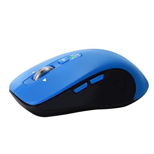 CITLLA Wireless Bluetooth Mouse (USB + BT1 + BT2), Full Size, 4-Way Scrolling, Multi-Device Silent Mouse for Computer, Laptop, iPad, MacBook (Blue) - color: Blue