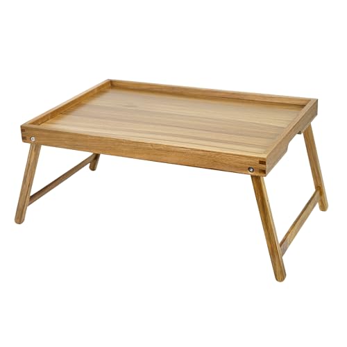 VaeFae Acacia Bed Table Tray, Wooden Breakfast Tray with Folding Legs, Bed Tray for Eating and Laptop, Eating Trays for Bedroom (Extra Large Size) - size: Extra Large