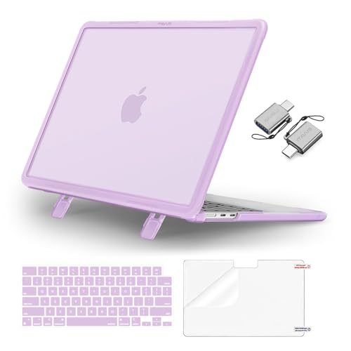 MOSISO Compatible with MacBook Air 13 inch Case M5 M4 M3 M2, Purple | 4 in 1 Kit Anti-Crack Hard Shell with Kickstand for MacBook Air 13.6 inch Case 2026-2022 A3449 A3240 A3113 A2681 - color: Purple