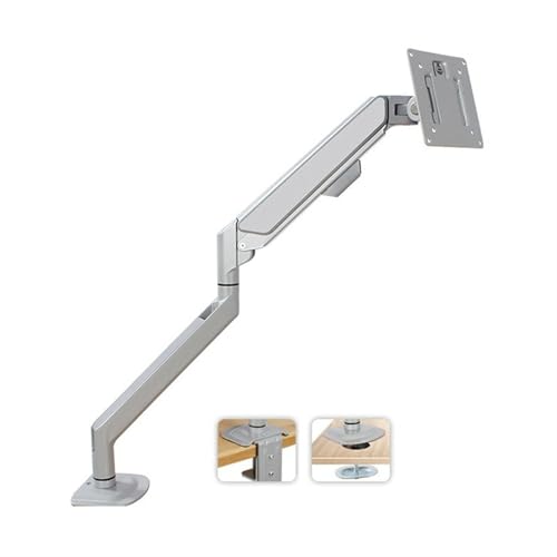 Monitor Stand Single Monitor Arm, Gas Spring Single Monitor Mount up to 32" and 19.8 lbs, Adjustable Aluminum Monitor Arm Desk Mount with C-Clamp and Grommet Base monitor stand desk arm(Silver) - color: Silver