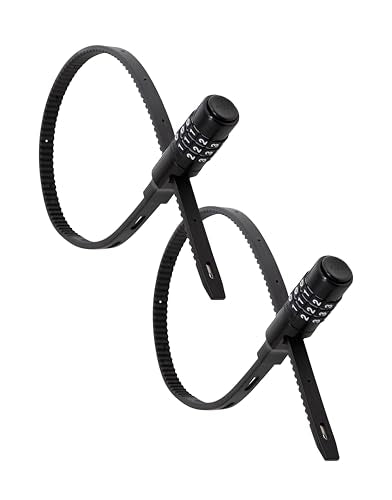 Urban August Adjustable Zip Tie Combination Lock for Cabinet Refrigerator Bike Stroller Helmet Skateboard Luggage- Multi-Purpose French Door Lock - Stainless Steel Fridge Lock (2) - color: Black - 2 Pack, size: Combination Type