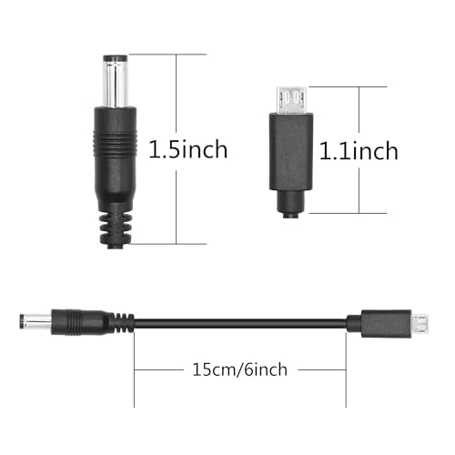 Short DC 5.5mm x 2.1mm to Micro USB Power Cord 6inch, DC 5521 Male to Micro USB Male Plug 5V 3A Power Charging Cable Extension Cord, for LED Desk Lamp, Small Fan Etc Other Equipment (2Pcs) - style: DC 5521 Male to Micro USB Male